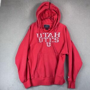 Utah Utes Hoodie Mens Medium Red NCAA Football Champion Reverse Weave Pullover